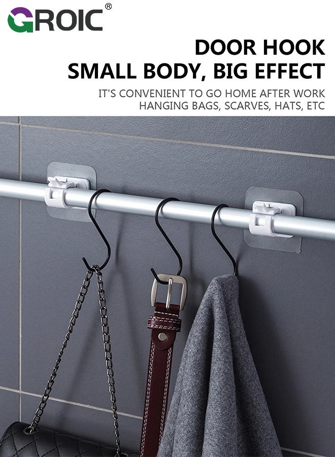 GROIC 2PCS Self Adhesive Curtain Rod Holder,Adjustable Rod Bracket,Self Adhesive Curtain Hook,No Drill and Nail Free Rods Hanger Wall Mount Hooks,Hangers for Curtain - Image 4