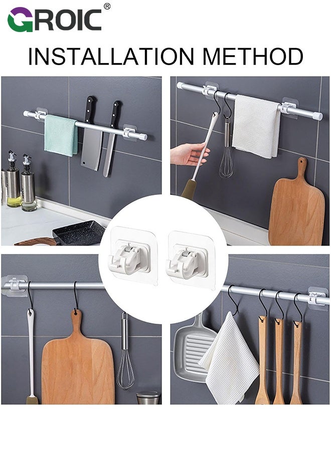 GROIC 2PCS Self Adhesive Curtain Rod Holder,Adjustable Rod Bracket,Self Adhesive Curtain Hook,No Drill and Nail Free Rods Hanger Wall Mount Hooks,Hangers for Curtain - Image 5