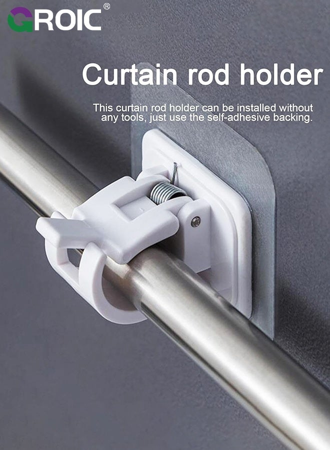 GROIC 2PCS Self Adhesive Curtain Rod Holder,Adjustable Rod Bracket,Self Adhesive Curtain Hook,No Drill and Nail Free Rods Hanger Wall Mount Hooks,Hangers for Curtain - Image 2