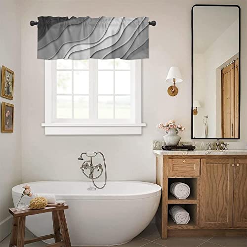 RisQiten Black Grey Ombre Valances for Windows, Kitchen Curtains Window Treatment Decor, Modern Geometric Abstract Aesthetic Cream Rod Pocket Short Window Valances for Living Room/Bedroom, 54" x 18" - Image 4