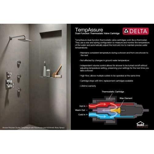 Delta Faucet T17T038-SS Lahara Tempassure 17T Series Valve Trim Only, Stainless - Image 3
