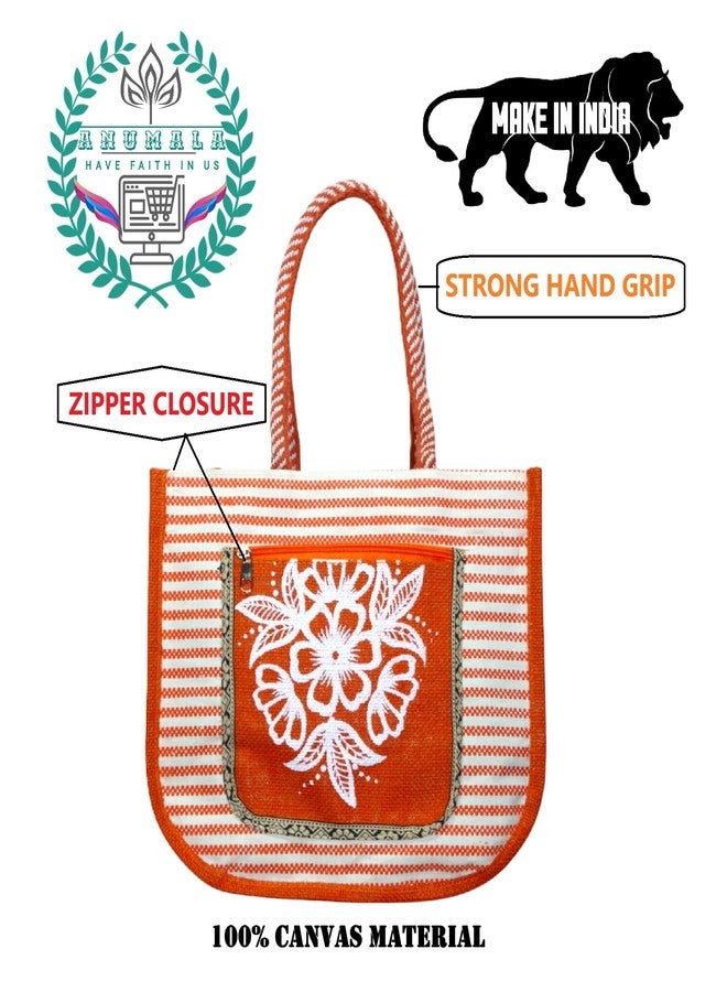 Anumala® Multicolor Contrast Printed Bags|Two Pockets with Zipper Closure for Office,Thamboolam saree bags,Travel,ReturnGifts,Multipurpose.(11x4x12) inch (Pack of 1) - Image 4