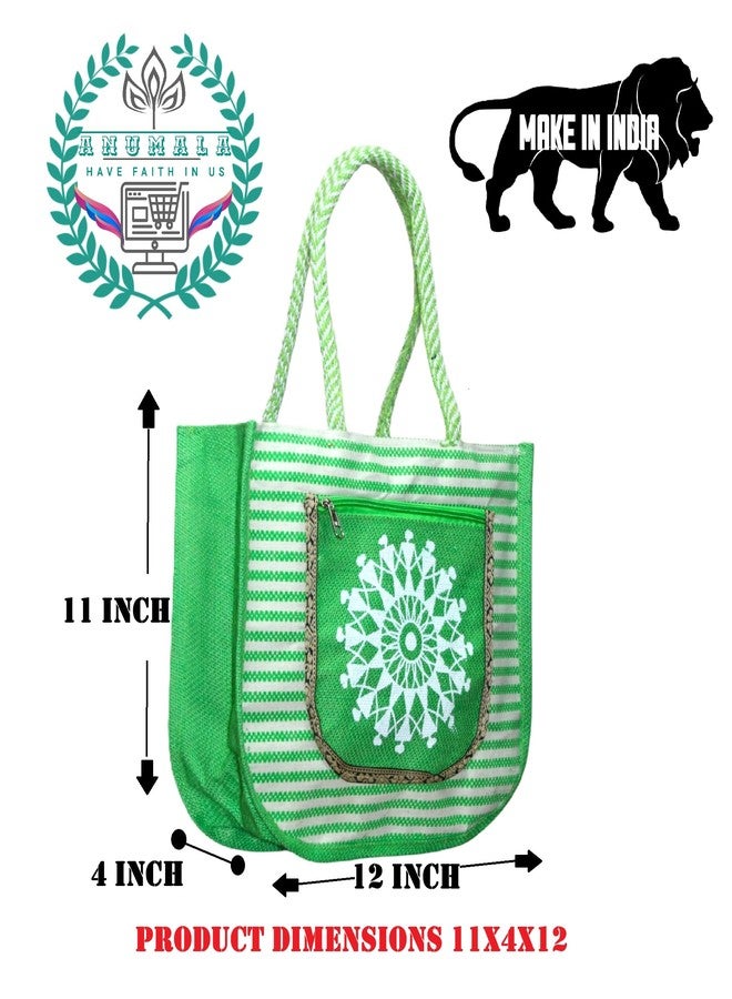 Anumala® Multicolor Contrast Printed Bags|Two Pockets with Zipper Closure for Office,Thamboolam saree bags,Travel,ReturnGifts,Multipurpose.(11x4x12) inch (Pack of 1) - Image 2