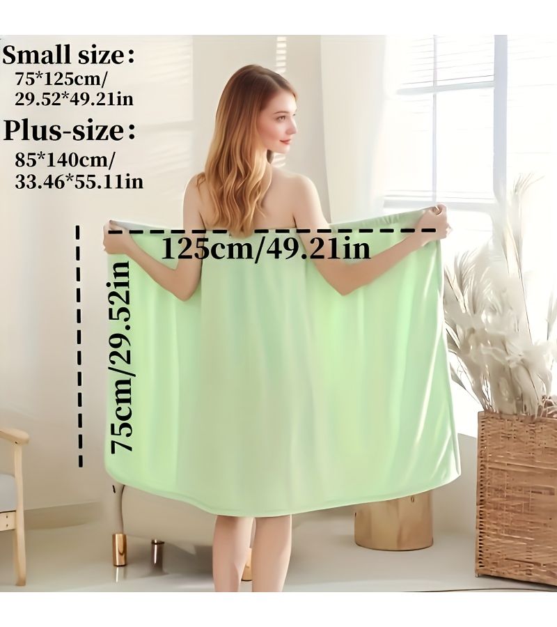 Large Green Wearable Quick Dry Absorbent Bath Towel For Home - Image 3