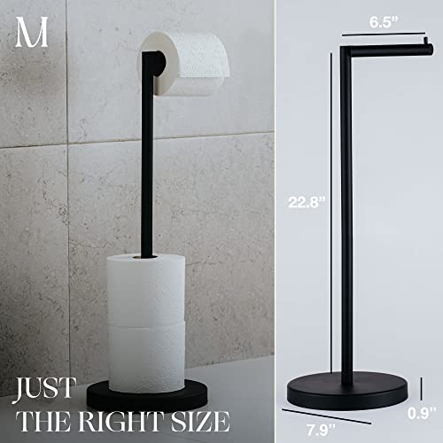 Marmolux Acc - Free Standing Toilet Paper Holder 1pc - Bathroom Storage for 4 Rolls of Tissue Modern Stainless Steel Matte Black Toilet Paper Holder. - Tp Holder Stand - Image 2