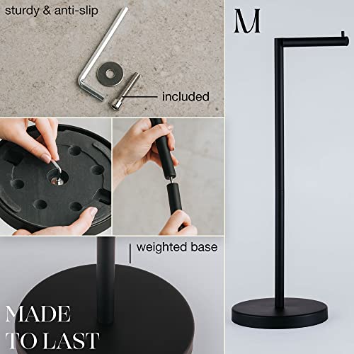 Marmolux Acc - Free Standing Toilet Paper Holder 1pc - Bathroom Storage for 4 Rolls of Tissue Modern Stainless Steel Matte Black Toilet Paper Holder. - Tp Holder Stand - Image 4