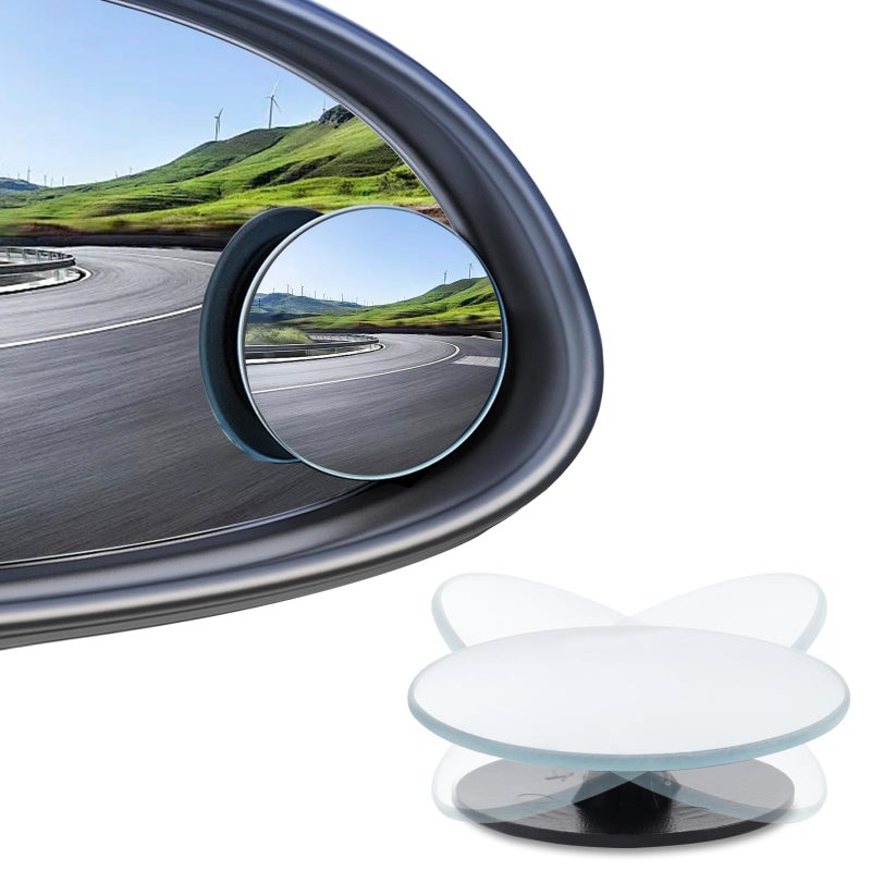 Guirnd 4PCS Blind Spot Mirror Round HD Glass Side Blindspot Frameless Convex Mirror Car with Self Adhesive Back for Cars SUV Trucks Universal Vehicles - Image 3