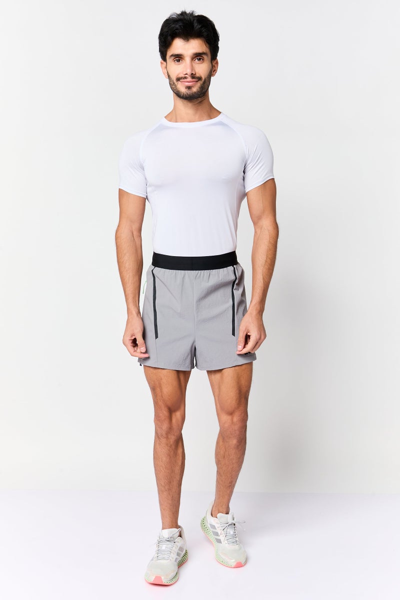 Adidas Men Sportswear Fit 2 In 1 Brand Logo Training Shorts, Grey - Image 3