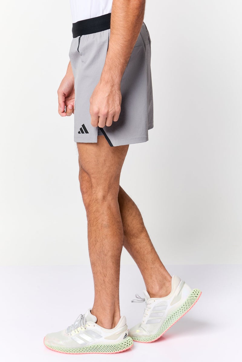 Adidas Men Sportswear Fit 2 In 1 Brand Logo Training Shorts, Grey - Image 2