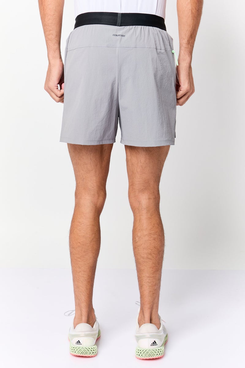 Adidas Men Sportswear Fit 2 In 1 Brand Logo Training Shorts, Grey - Image 4