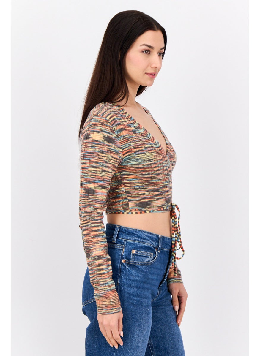 NIA Women Knitted Long Sleeve Cardigan, Multicolor  - Image 2