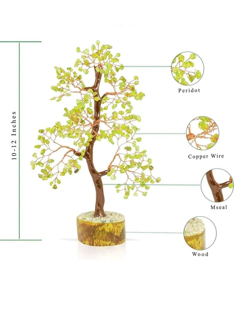 REBUY Peridot Healing Crystal Stone Tree