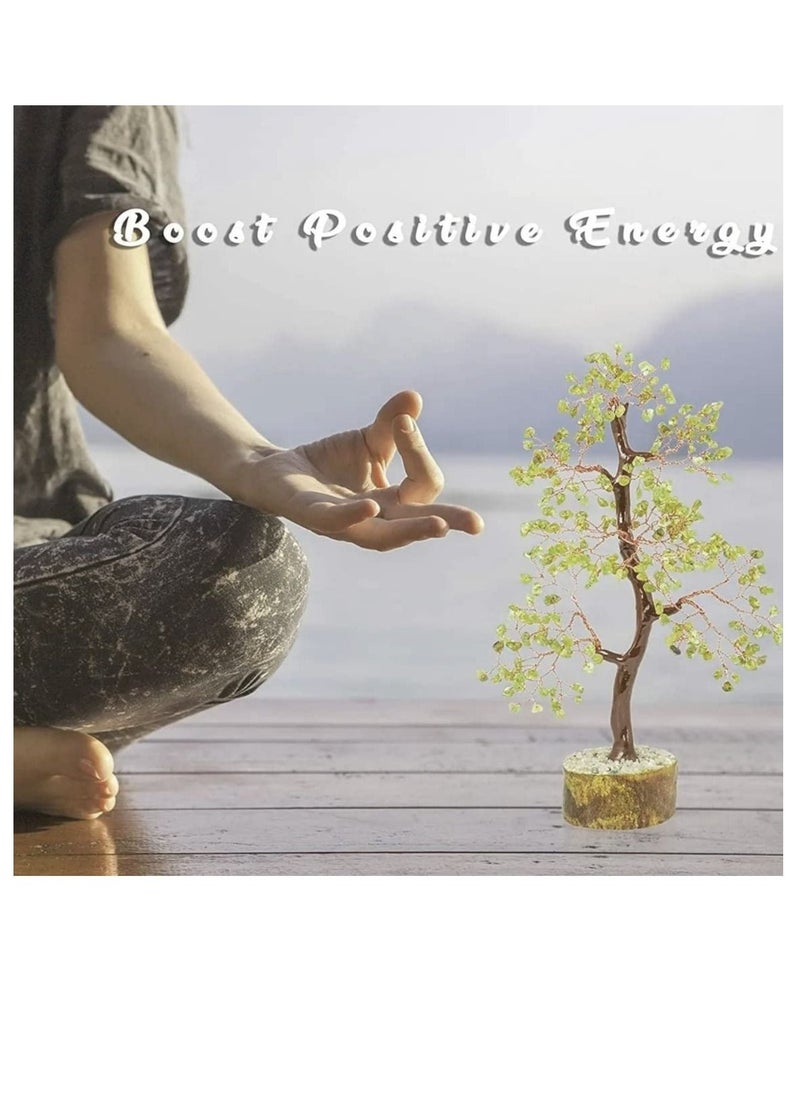 REBUY Peridot Healing Crystal Stone Tree