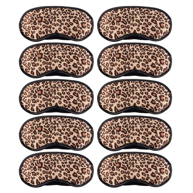 10 Pack Leopard Eye Masks Cover Sleep Mask Shade Cover for SleepingShift WorkOffice NapRelieve StressTravel Pouch Night Blindfold Airplane Relaxing Eyeshade Cover with Nose Pad for Men Women Kids