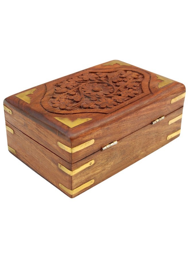 ITOS365 Handmade Wooden Jewellery Box for Women Jewel Organizer Hand Carved Carvings Gift Items, 6 x 4 inches - Image 2