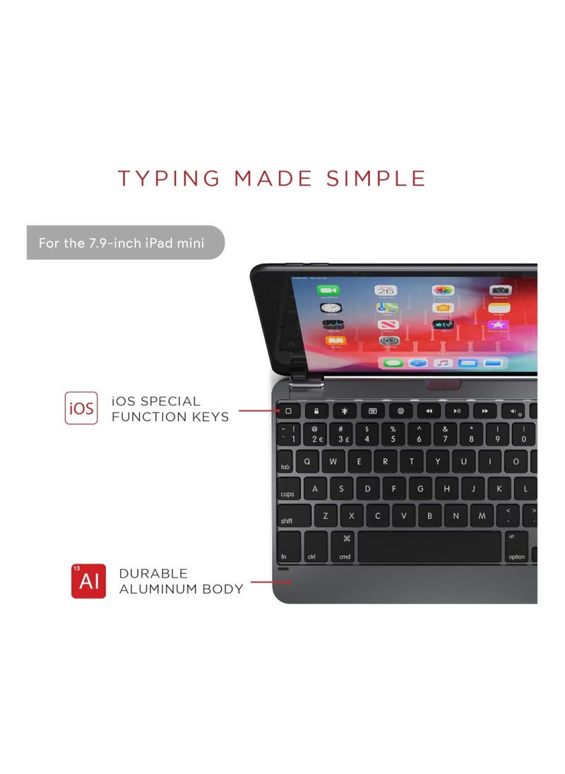 Brydge - Brydge 7.9 Keyboard Compatible with iPad Mini 4th and 5th Generation | Aluminum | Wireless | Rotating Hinges | 180 Degree Viewing (Space Gray) - Image 1