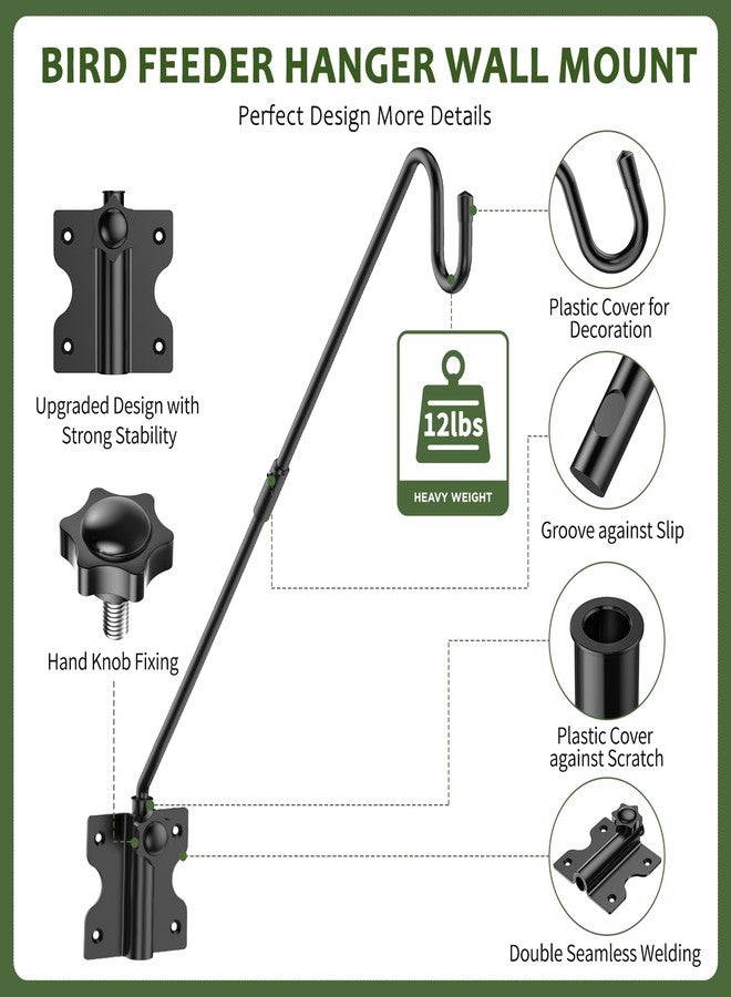 HOBITSTARX Wall Mount Heavy Duty Deck Hook-28 Inch Extended Reach Plant Hangers Outdoor -Bird Feeder Hanger for Deck Railing-Fence Plant Bracket Hooks for Hanging Hummingbird Feeders,Lanterns, More - Image 2