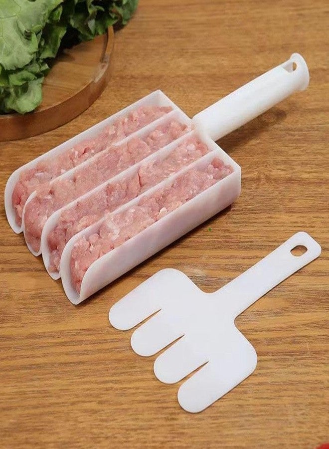Zhuluck White Creative Kitchen Triple Meatball Maker, Meat Ball Scoop with Cutting Spade Ball Maker, None-Stick Meatball Maker Melon Ballers Fruit and Vegetable Tools Kitchen Utensils and Gadgets - Image 1