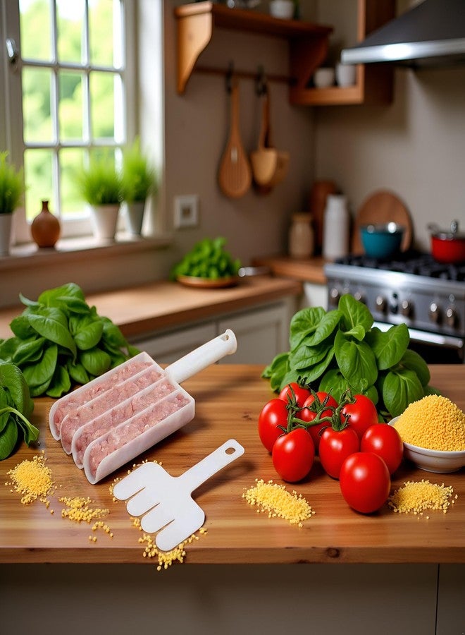 Zhuluck White Creative Kitchen Triple Meatball Maker, Meat Ball Scoop with Cutting Spade Ball Maker, None-Stick Meatball Maker Melon Ballers Fruit and Vegetable Tools Kitchen Utensils and Gadgets - Image 2