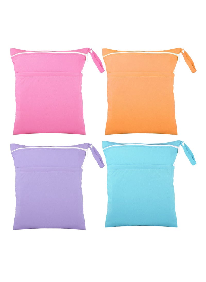 SYOSI Baby Cloth Diaper Wet Dry Bag Waterproof Wet Bag Washable Travel Bag Reusable Cloth Diaper Bag Toddler Swimming Wet Bag Travel Beach Pool 4 Pieces  - Image 1