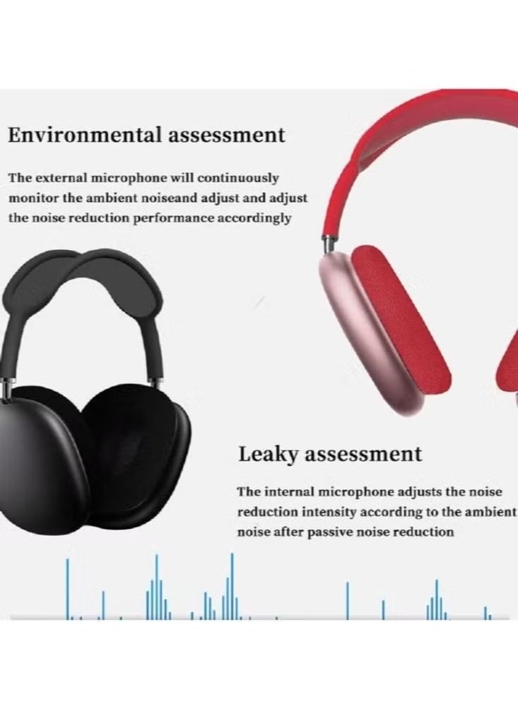 Dream Zone - Smart Noise Reduction Stereo Sound Wireless Earbuds Bluetooth Headset Heavy Bass Headphones P9 for iOS Android AUX/FM Earphone red - Image 1
