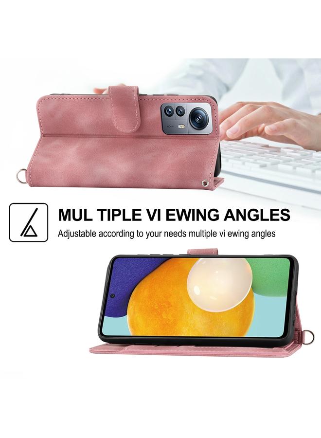 S-TOP Case For Samsung Galaxy A03s 165.8 Skin-feel Flowers Embossed Wallet Leather Phone Case - Image 4