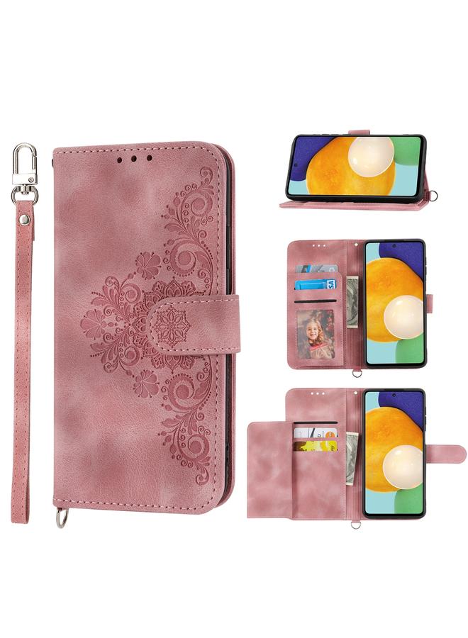 S-TOP Case For Samsung Galaxy A03s 165.8 Skin-feel Flowers Embossed Wallet Leather Phone Case - Image 1