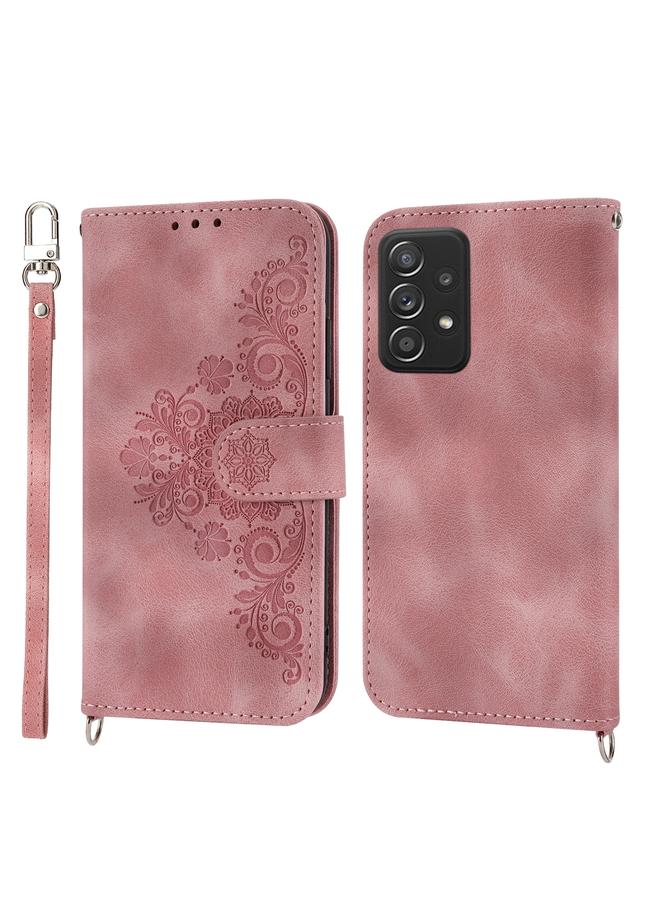 S-TOP Case For Samsung Galaxy A03s 165.8 Skin-feel Flowers Embossed Wallet Leather Phone Case - Image 2