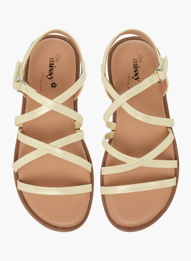 ليتل ميسي Juniors Girls Cross Strap Hook and Loop Sandals