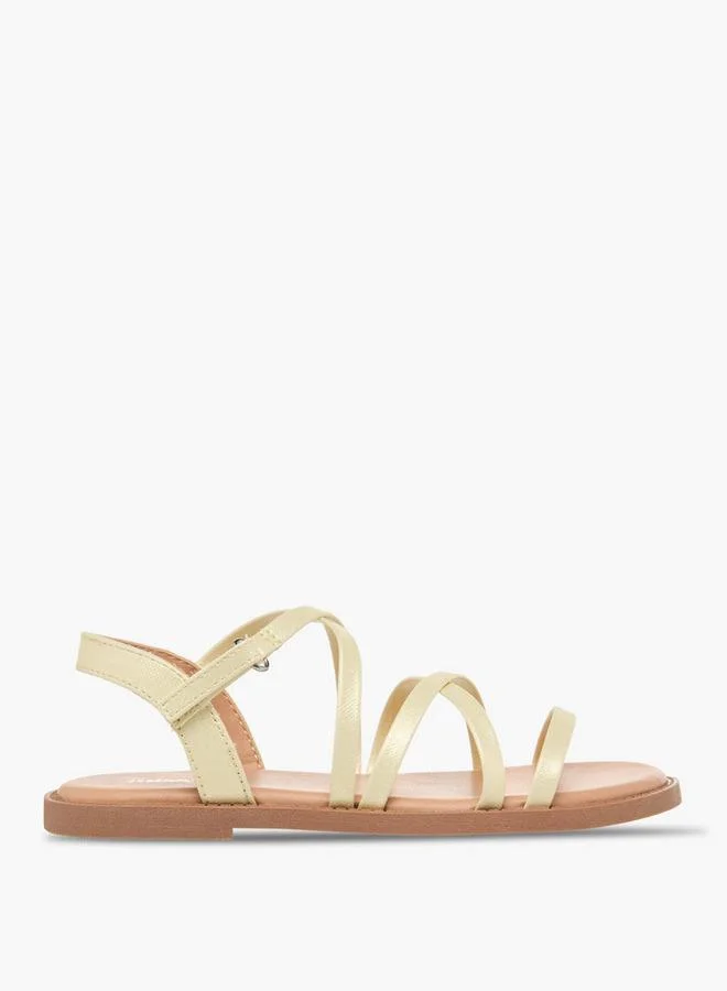 ليتل ميسي Juniors Girls Cross Strap Hook and Loop Sandals