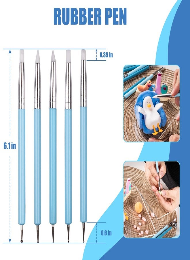 KACOLA 5 Different Shapes of Silicone Rubber pens, 5 Different Blue Handle Ball Stylus - Image 2