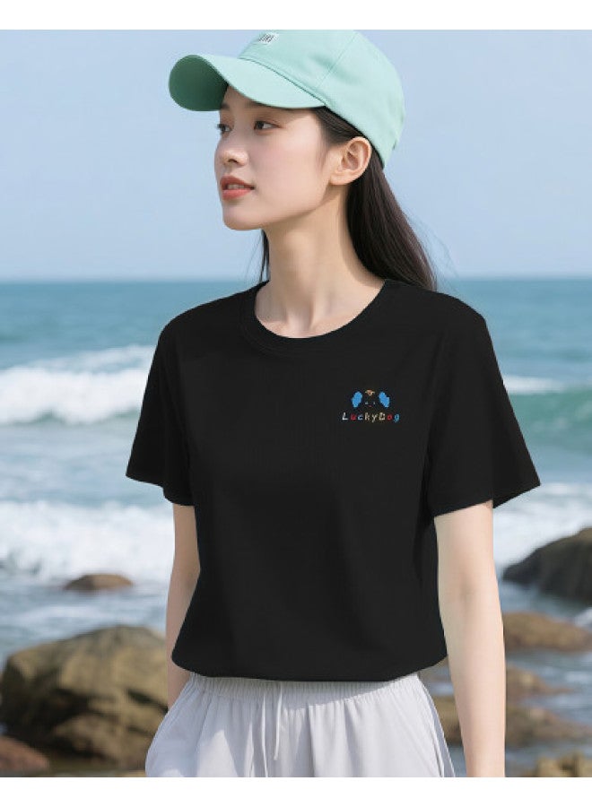 Your Sun Women'S Summer Basic Shirt Thin High-End Minimalist Pure Cotton T-Shirt Ladies Short Sleeve - Image 1