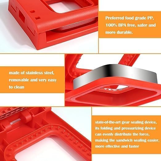 DARDRIS DARDRIS Bread Cutter Sandwich Cutter and Sealer Set Square Decruster Sandwich Maker Bread Toast Breakfast Making Mold and Sealer for Kids for Cookie Cutters Baking Tools and Accessories  - Image 2