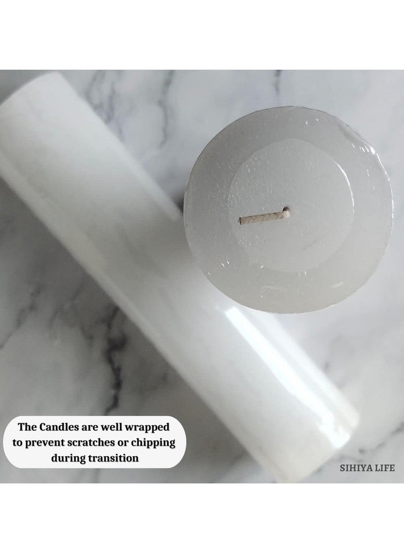 SIHIYA LIFE Set of 2 White Pillar Candles| 3 x 12 inch | Unscented & Dripless Candles for Decor, Events, Restaurants | Natural Wax with Cotton Wicks | 135 hrs/candle Burn Time  - Image 3