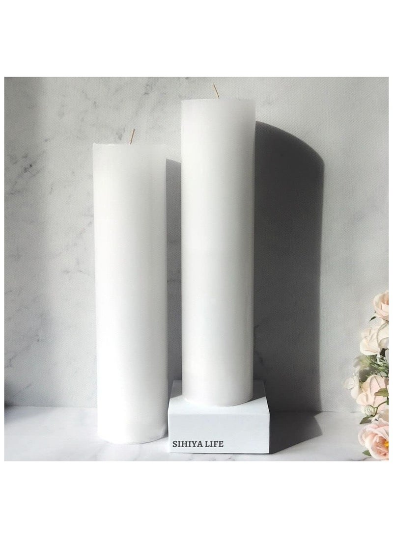 SIHIYA LIFE Set of 2 White Pillar Candles| 3 x 12 inch | Unscented & Dripless Candles for Decor, Events, Restaurants | Natural Wax with Cotton Wicks | 135 hrs/candle Burn Time  - Image 4