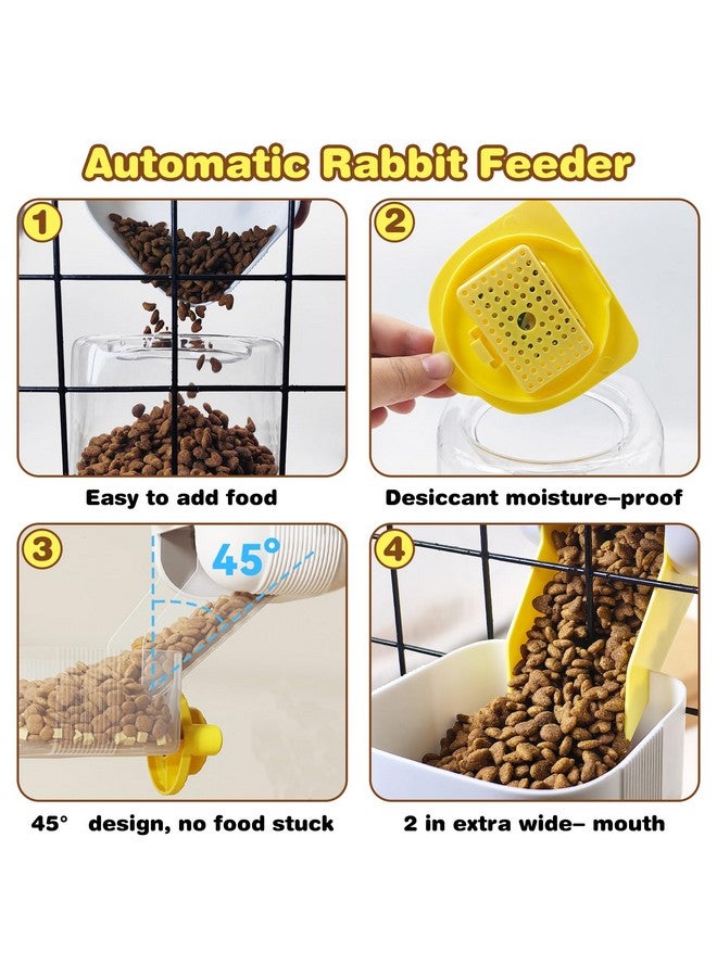كاثسون مجموعة تغذية وسقاية الأرانب الأوتوماتيكية من كاثسون، موزع طعام وماء للحيوانات الأليفة يعمل بالجاذبية، مزود بحبيبات طعام للأرانب، لوازم تغذية وسقاية للحيوانات الصغيرة لخنزير غينيا، ملحقات قفص النمس (أصفر) - Image 4
