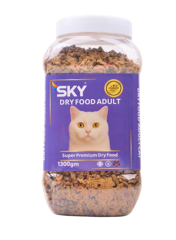 SKY Adult Dry Cat Food 1300g - Dry Food Super Premium Complete Daily Nutrition for Weight Maintenance and Healthy Coat, Value Pack