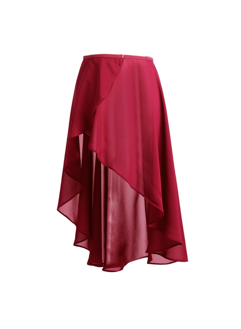 تنورة باليه رقص باليه شيفون للنساء/الفتيات، تنورة ملفوفة بخصر قابل للتعديل - Image 1