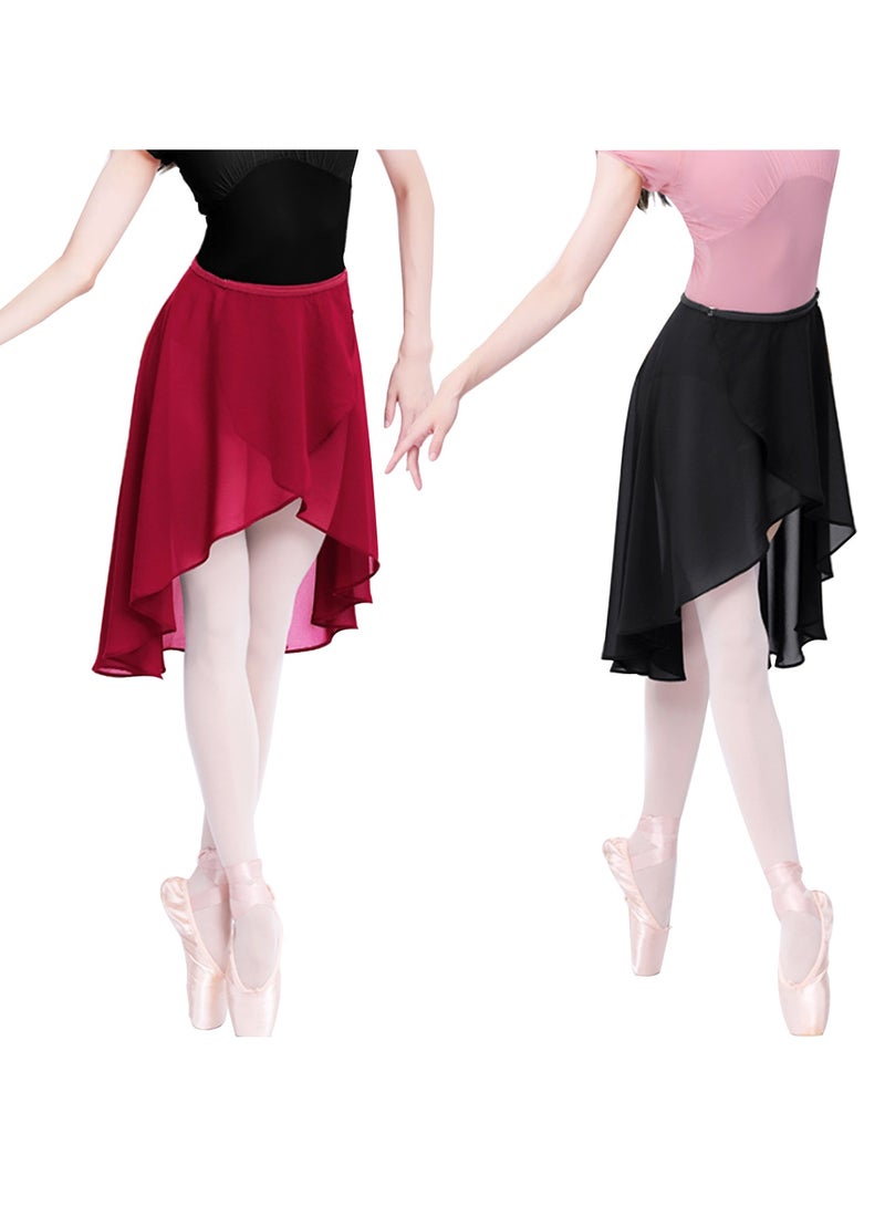 تنورة باليه رقص باليه شيفون للنساء/الفتيات، تنورة ملفوفة بخصر قابل للتعديل - Image 3