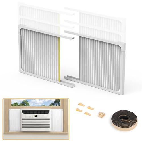 Powrocket Window Air Conditioner Side Panels with FrameAdjustable Extra Wide Air Conditioner Side Panels Fits Most 500014000 BTU Window AC UnitsWindow AC Side Panel Curtain Kit2 Pack