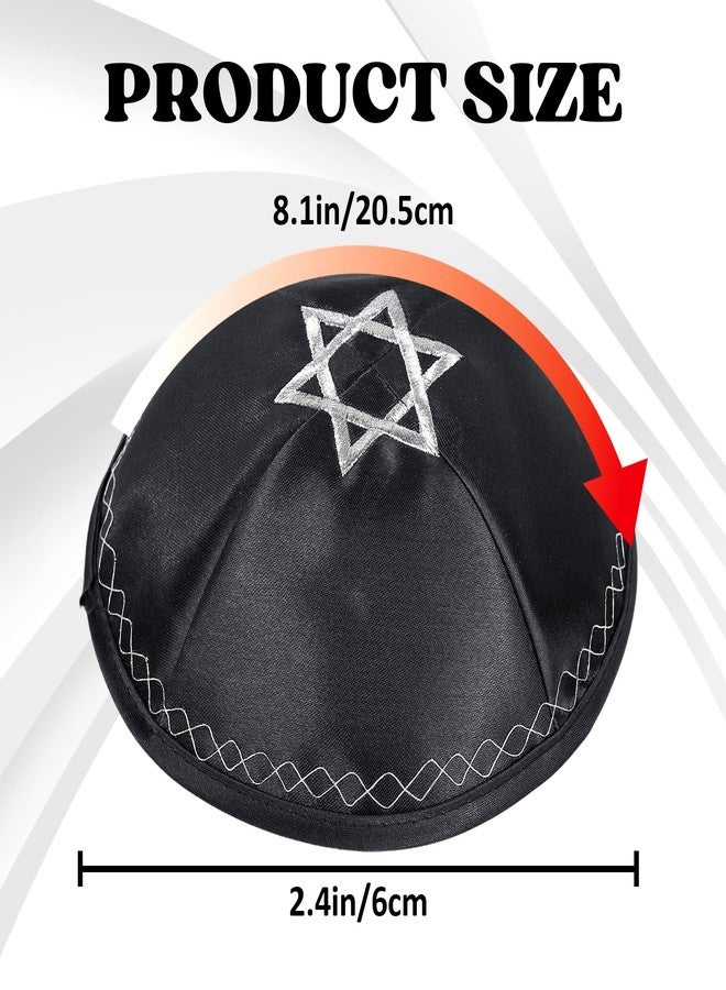 Dvehdbay Kippah for Men - Yamaka Jewish Hat, Blue Yamika Star of David, Yair Emanuel Jewish Hats for Men, Yarmulke Cotton Silk Star Embroidered Kippah Yamaka, Yarmulke Men's Birthday Gifts (Black) - Image 2