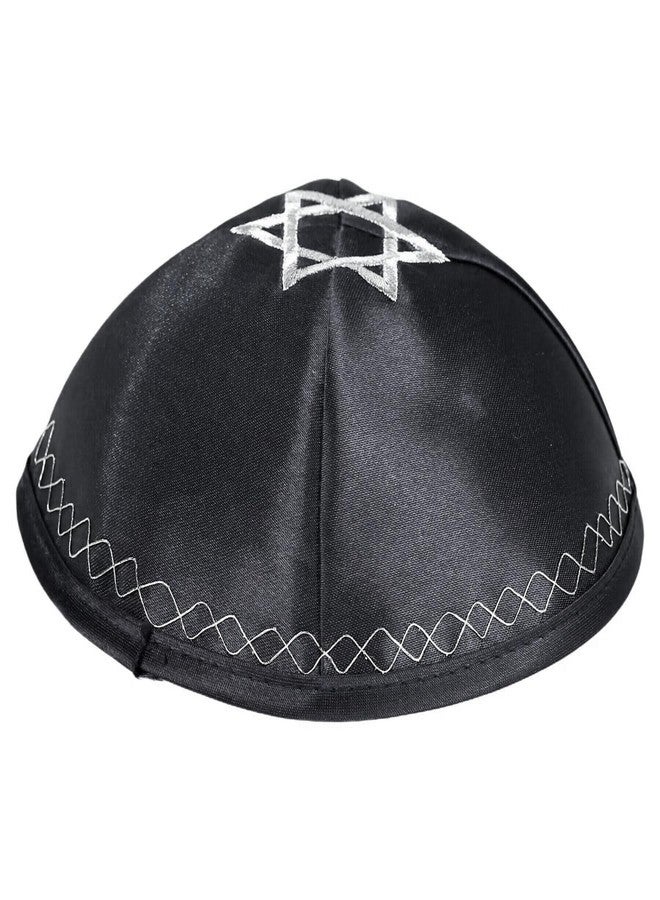 Dvehdbay Kippah for Men - Yamaka Jewish Hat, Blue Yamika Star of David, Yair Emanuel Jewish Hats for Men, Yarmulke Cotton Silk Star Embroidered Kippah Yamaka, Yarmulke Men's Birthday Gifts (Black) - Image 1