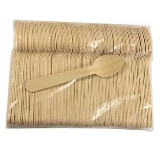 SHOP  SHOPPEE Shop & Shoppee Disposable Wooden Biodegradable and Eco-Friendly Spoon | Ice-Cream Spoon, Soup Spoon, Dessert Spoon, Table Spoon, Coffee Spoon, Salad Multi Purpose Spoon Set (100) - Image 3