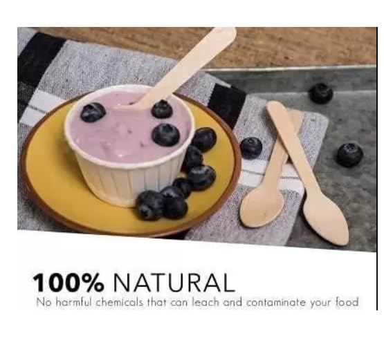 SHOP  SHOPPEE Shop & Shoppee Disposable Wooden Biodegradable and Eco-Friendly Spoon | Ice-Cream Spoon, Soup Spoon, Dessert Spoon, Table Spoon, Coffee Spoon, Salad Multi Purpose Spoon Set (100) - Image 4