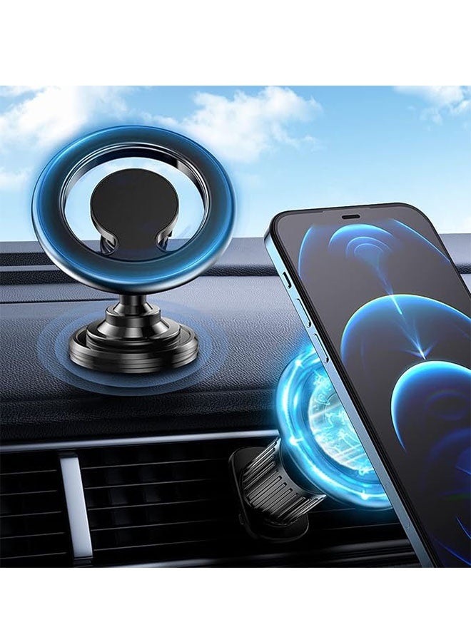 Ocean Compatible with iPhone MagSafe Car Mount, Magnetic Car Mount with 2 Steel Rings, MagSafe Phone Holder for All Smartphones (Black)  - Image 2