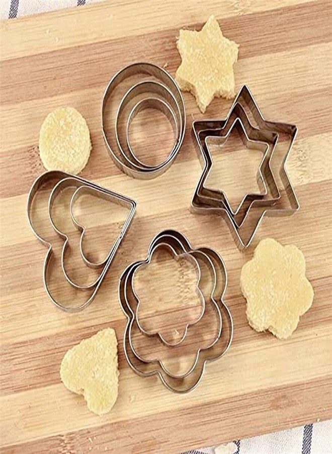 Kosh Perfect Stainless Steel 12 Pieces Cookies/Biscuits/Pastry Cutter Set of 4 Different Shapes in Heart, Star, Circle, and Flower Shapes Mold Fondant Cutter - 1 Set - Image 3