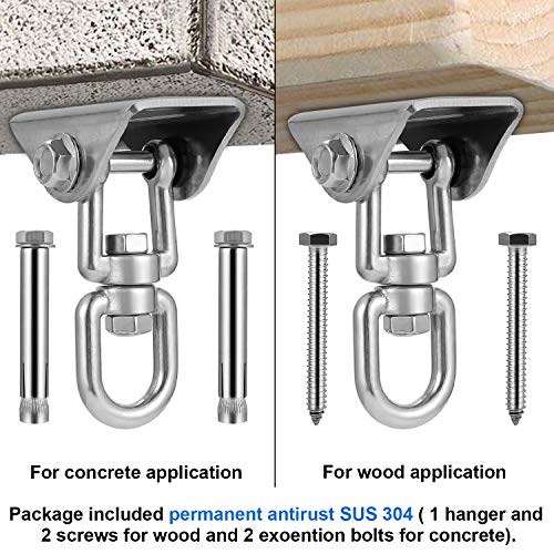 MDAIRC Heavy Duty Stainless Steel Hanging Kit Swing Hangers and Hammock Spring and Swing Swivel Spinner Kglobal Swivel Hook and Locking Snap Hooks for Wooden Sets，tire Swing Swivel, Seat Trapeze Yoga - Image 5