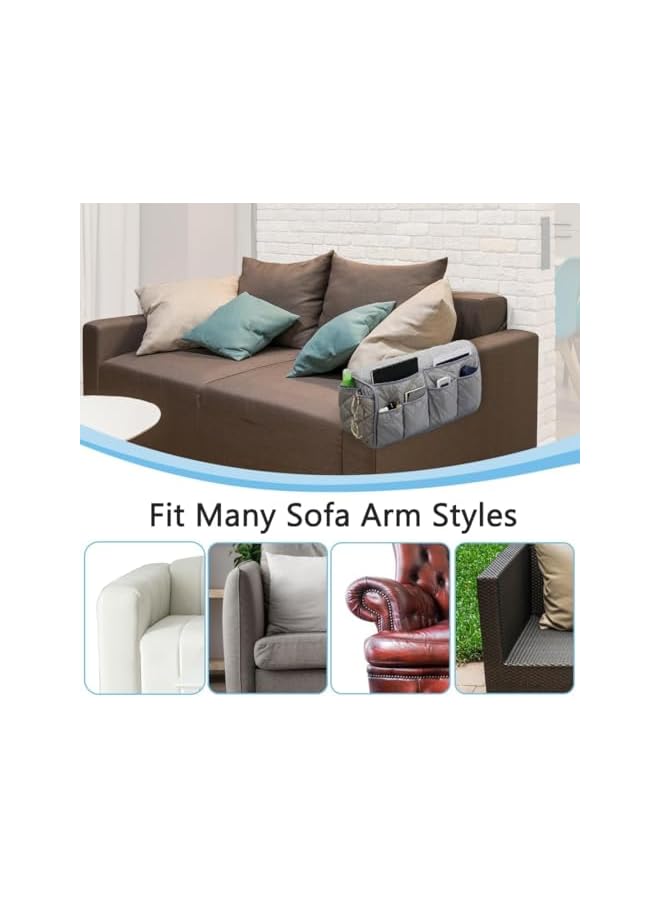 The Bros منظم مسند الأريكة، منظم مسند الذراع غير قابل للانزلاق، منظم سرير الأريكة المعلق، حافظة تخزين للتحكم عن بعد للتلفاز مع 14 جيباً - Image 4