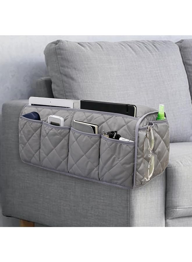 The Bros منظم مسند الأريكة، منظم مسند الذراع غير قابل للانزلاق، منظم سرير الأريكة المعلق، حافظة تخزين للتحكم عن بعد للتلفاز مع 14 جيباً - Image 1