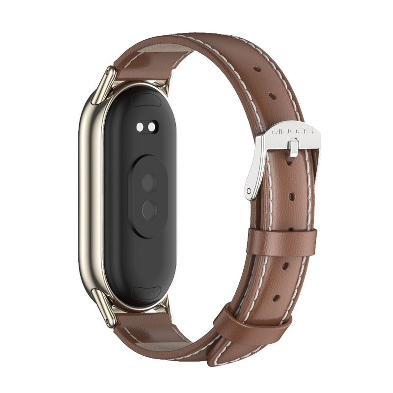 For Xiaomi Smart Band 10 / 9 / 8 Genuine Leather Watch Band(Brown Light Gold) - Image 3